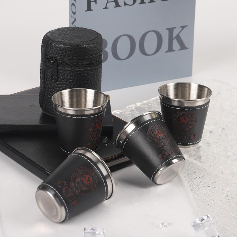 Whisky Beer And Wine - Juego de 4 tazas de viaje