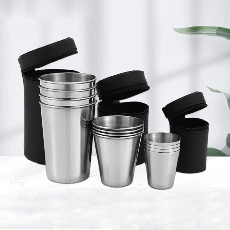 Whisky Beer And Wine - Juego de 4 vasos de acero